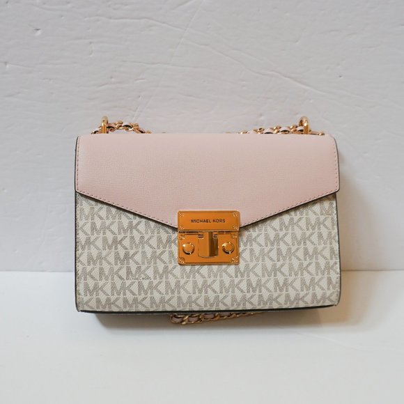 Michael Kors Rose Medium Flap Shoulder Crossbody Bag MK Vanilla Pink - Picture 5 of 14